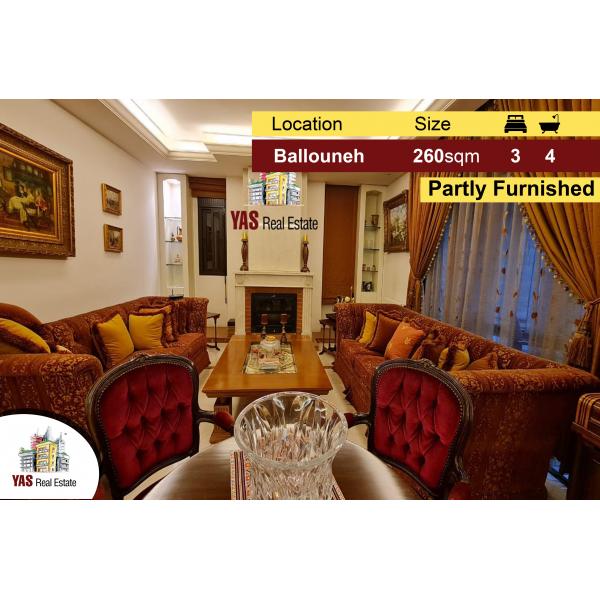 Ballouneh 260m2 | Partly Furnished | High-end | Upgraded | Unique | 