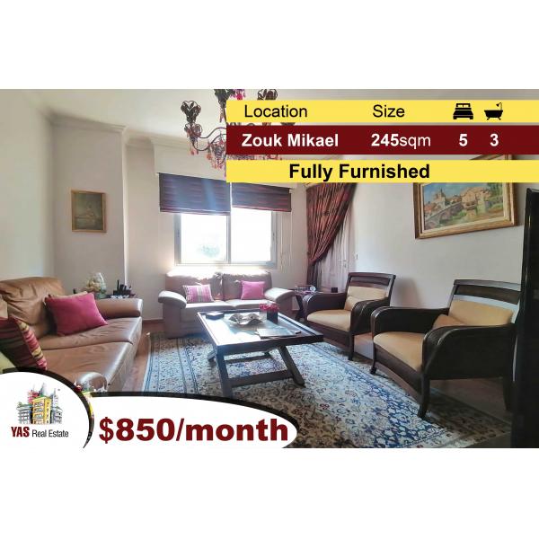 Zouk Mikael 245m2 | Excellent Flat | For Rent | Furnished | Open View