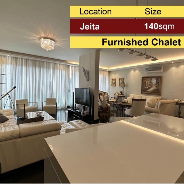 Jeita Country Club | 140m2 Chalet | ULTRA UPGRADED | FURNISHED | Rent