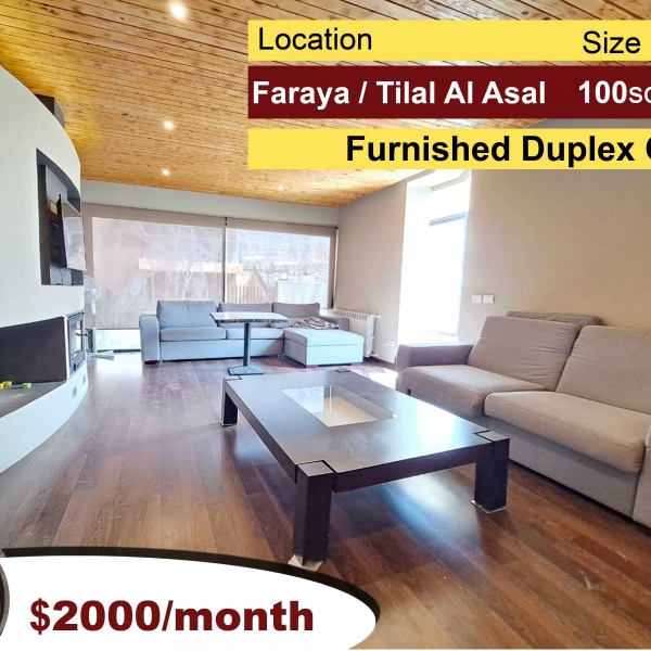 Faraya/Tilal Al Asal 100m2 + 80m2 Terrace | Duplex Chalet | Furnished