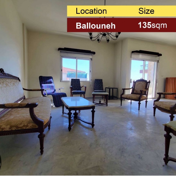 Ballouneh 135m2 | Well Maintained | Prime Location | Sea View |