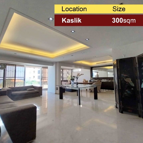 Kaslik 300m2 | 250m2 Terrace |  Renovated Apartment | Luxurious | Open View |