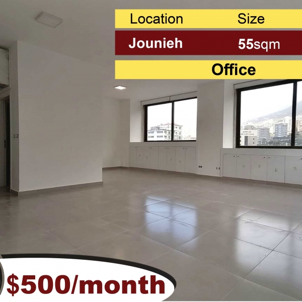 Jounieh 55m2 | Modern Luxury Office | For Rent | Prime Position |