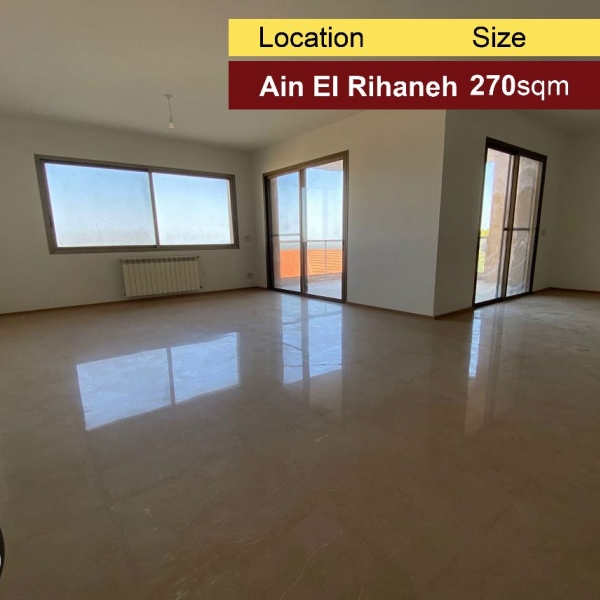 Ain El Rihaneh 270m2 + 25m2 Garden | Brand New | Excellent Condition |