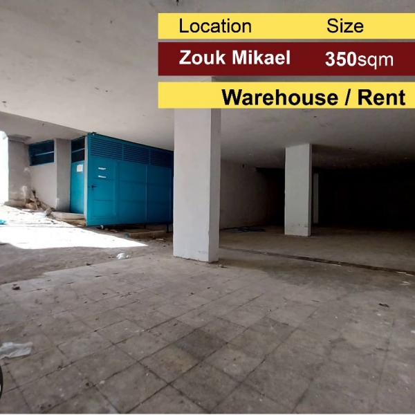 Zouk Mikael 350m2 | depot / Warehouse | For Rent | Prime Location |