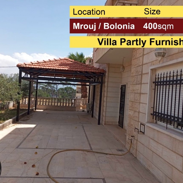 Mrouj / Bolonia 400m2 Villa | 200m2 Garden | View | Partly Furnished |