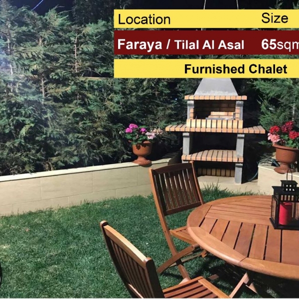 Faraya / Tilal Al Asal 65m2 + 40m2 Garden | Duplex Chalet | Furnished