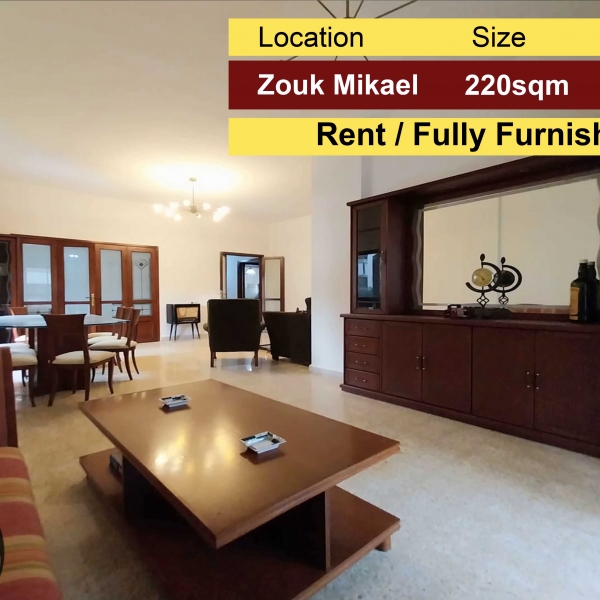 Zouk Mikael 220m2 | Fully Furnished | Rent | Renovated |