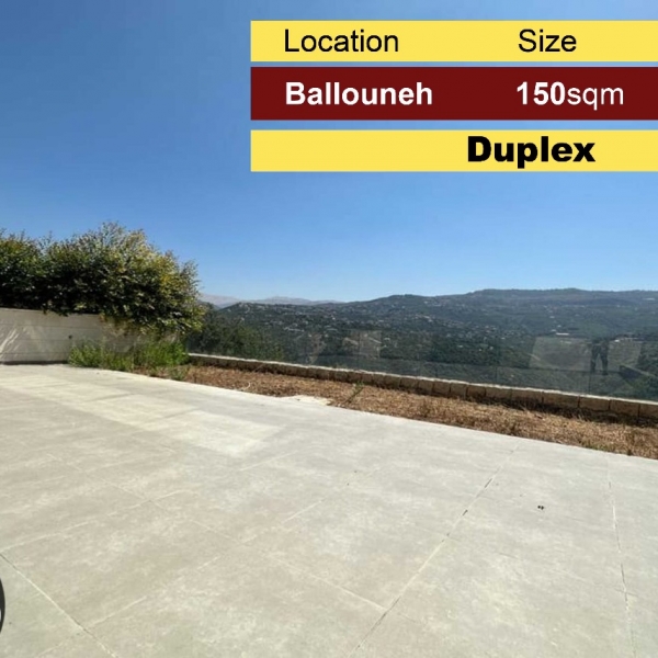Ballouneh 150m2 | 90m2 Terrace | Duplex | Panoramic View | High-End |