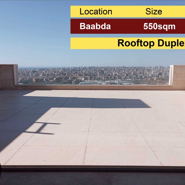 Baabda 550m2 + 45m2 terrace | Rooftop Duplex | Prime Location |