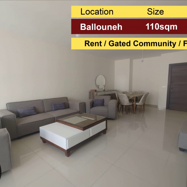 Ballouneh 110m2 | Rent | Furnished | Gated Community | Pool | Gym |