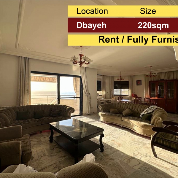 Dbayeh 220m2 | Rent | Fully Furnished | Unblock-able view |