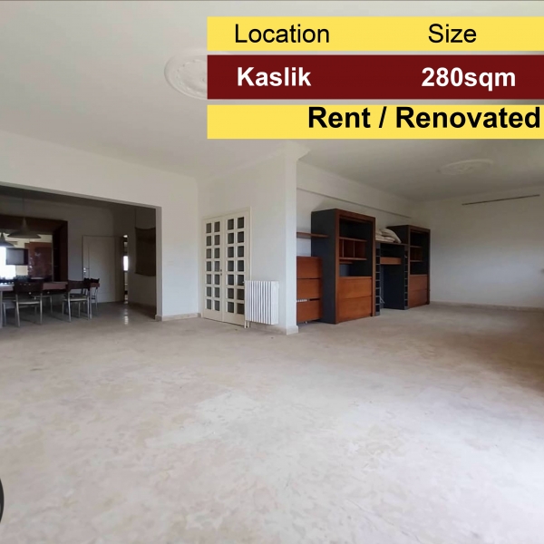 Kaslik 280m2 | Rent | Semi-Furnished | Renovated | Premium View |