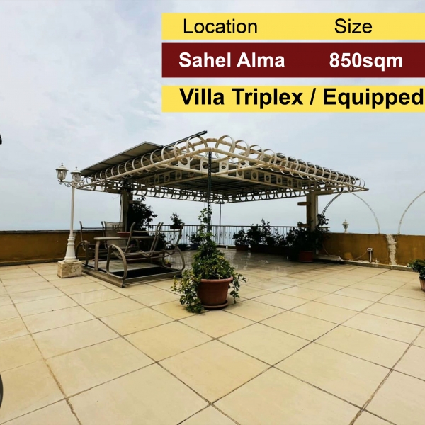 Sahel Alma 850m2 | 2 terrace 150m2 | Villa Triplex | Kitchen Equipped