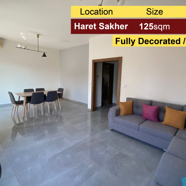 Haret Sakher 125m2 | Partial Sea View | Fully Furnished | Decorated |