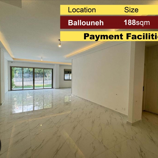 Ballouneh 188m2 + 80m2 Garden | High-End | New | Payment Facilities |
