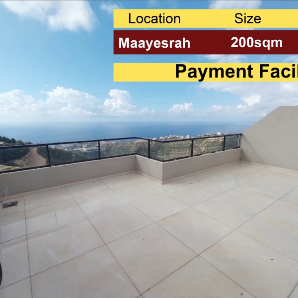 Maaysrah 200m2 | Terrace | Amazing View | Payment Facilities |