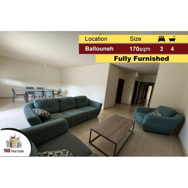 Ballouneh 170m2 | 60m2 Terrace | Fully Furnished | Excellent Condition