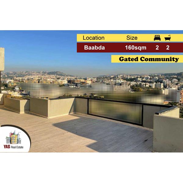 Baabda 160m2 | 125m2 Terrace | Gated Community | Unobstructed View |PA