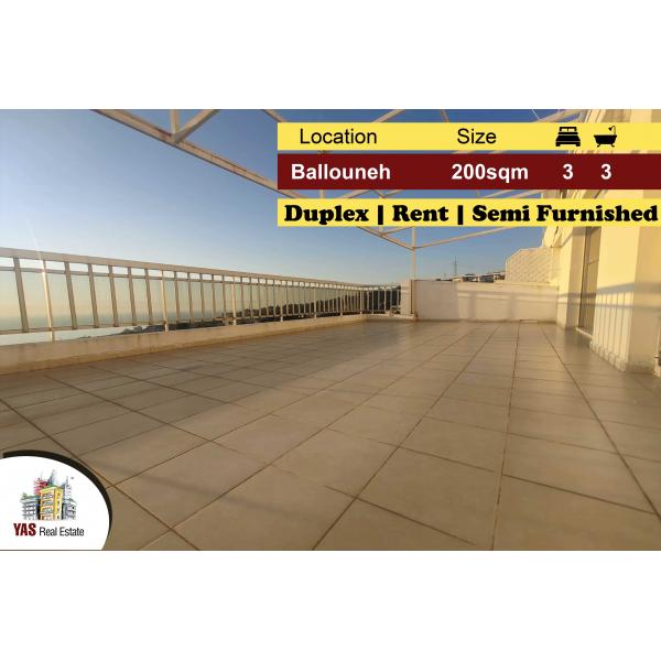 Ballouneh 200m2 | 35m2 Terrace | Duplex | Rent | Partly Furnished | KS