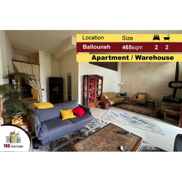 Ballouneh 465m2 Apartment / Warehouse | Road Level | New | Catch |