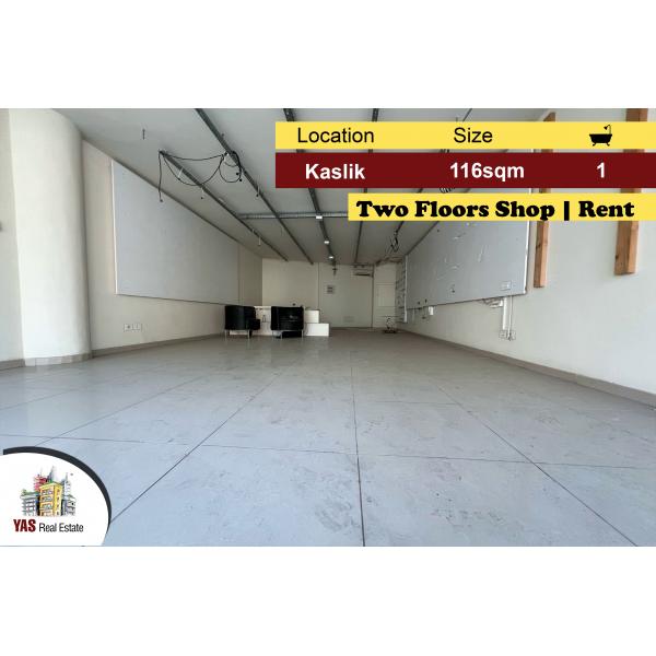 Kaslik 116m2 | Shop For Rent | Two Floors | Accessible Street | EH |