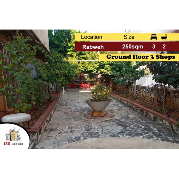 Rabweh 250m2 | 250m2 Garden/Terrace | 3 Shops | Private Entrance | PA