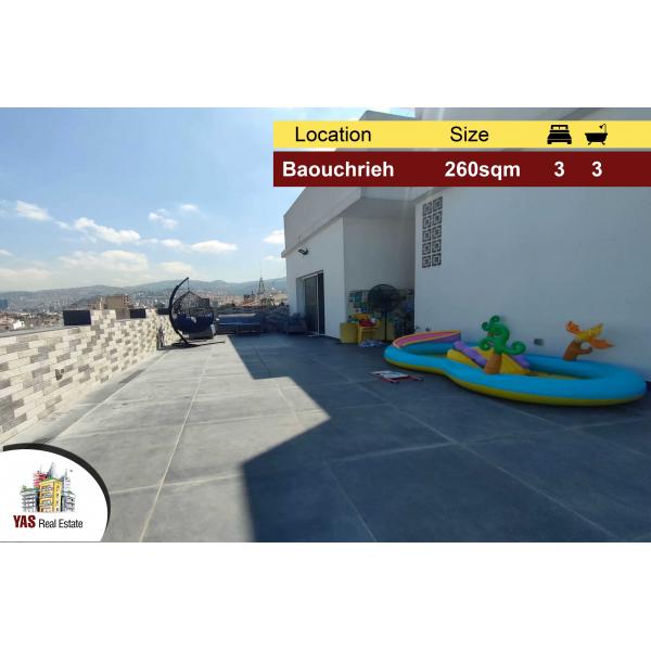 Baouchrieh 260m2 | 120m2 Terrace | Renovated | Calm Street | AA WA |