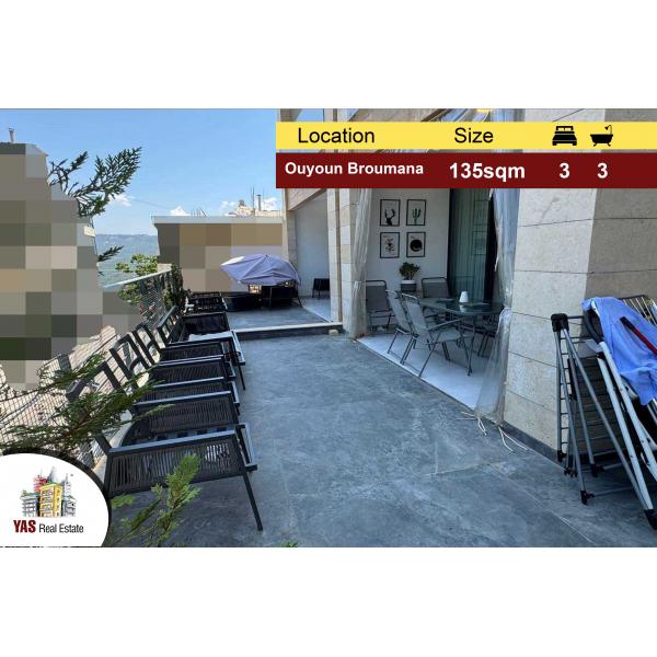 Ouyoun broumana 135m2 | 90m2 Terrace | Dead End Street | PA |