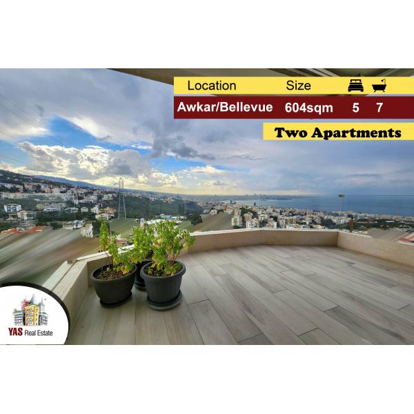 Awkar/Bellevue 604m2 | 2 Apartments | Upgraded | Decorated | PA |