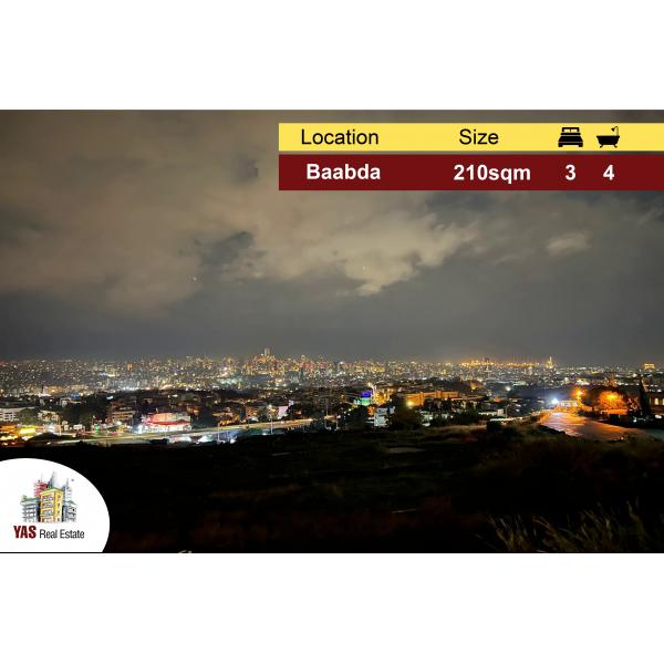 Baabda 210m2 | Equipped Kitchen | Amazing View | Prime Location | PA