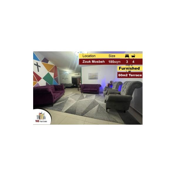 Zouk Mosbeh 185m2 | 60 m2 Terrace | Furnished | Prime Location | EL |
