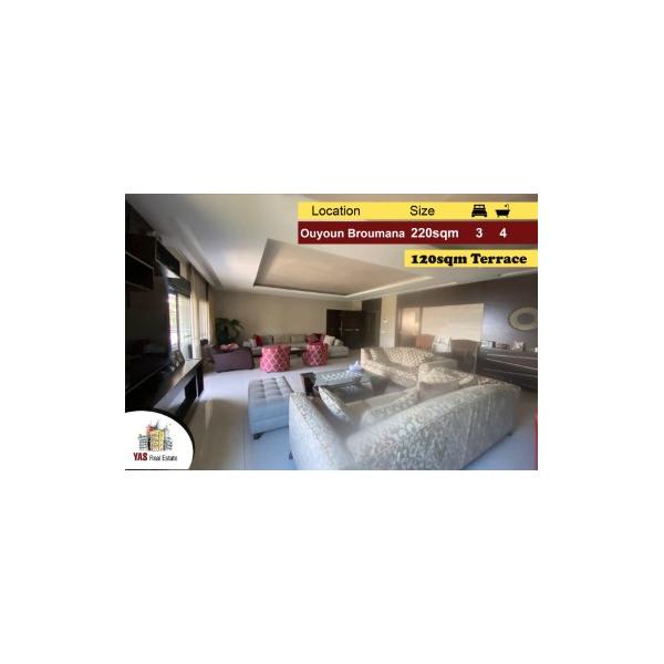 Ouyoun Broumana 220m2 | 130m2 Terrace | Decorated | View | PA |