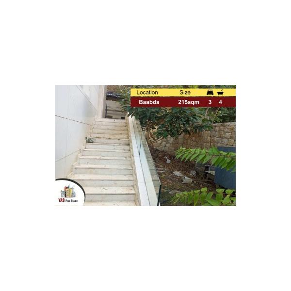 Baabda 215m2 | 110m2 Terrace/Garden | brand New | Luxury|Quiet Area|PA