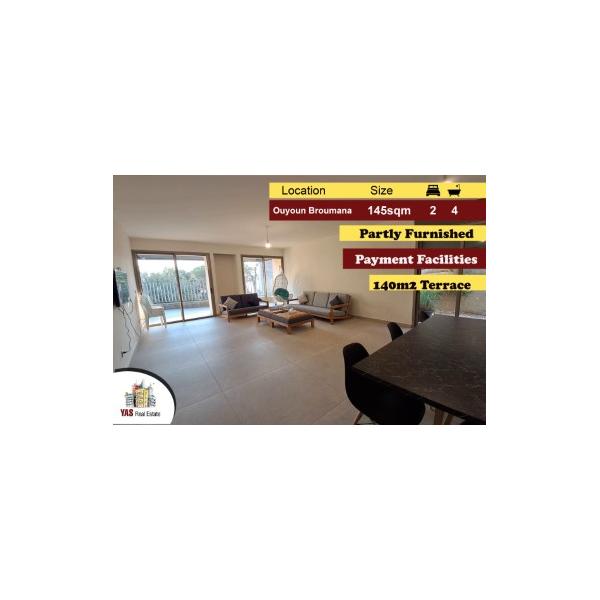 Ouyoun Broumana 145m2 | 140m2 Terrace | Partly Furnished | Luxury |AMK