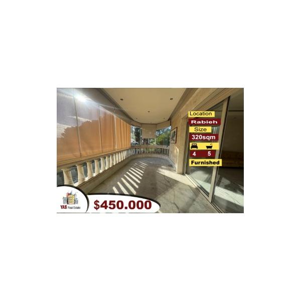 Rabieh 320m2 | Furnished | Open View | High End Flat | CL |