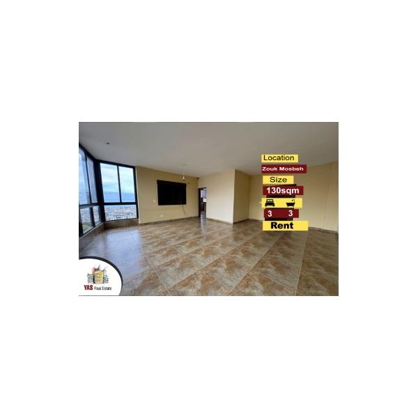 Zouk mosbeh 130m2 | Rent | Well Lighted | Quiet Area | Sea View | CHN