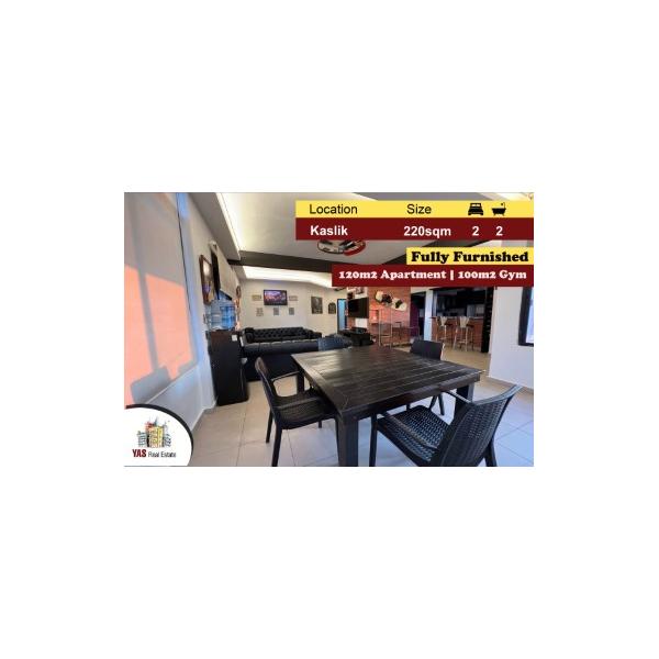 Kaslik 220m2 | 100m2 Gym | Decorated | Furnished | High End | EH |