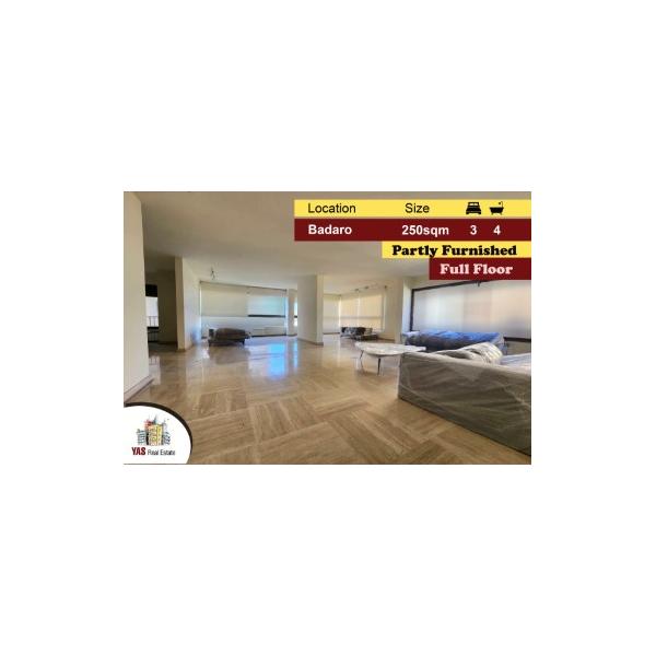 Badaro 250m2 | Full Floor | Rent | Partly Furnished | View | AC |