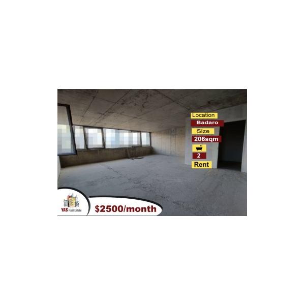 Badaro 206m2 | Rent | Office | Core & Shell | Prime Location | AA/MJ