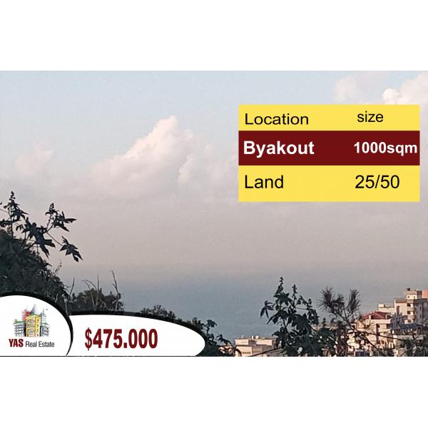 Byakout 1000m2 | Land | 25 / 50 | Prime Location | Sea View | Amazing Opportunity| PA 
