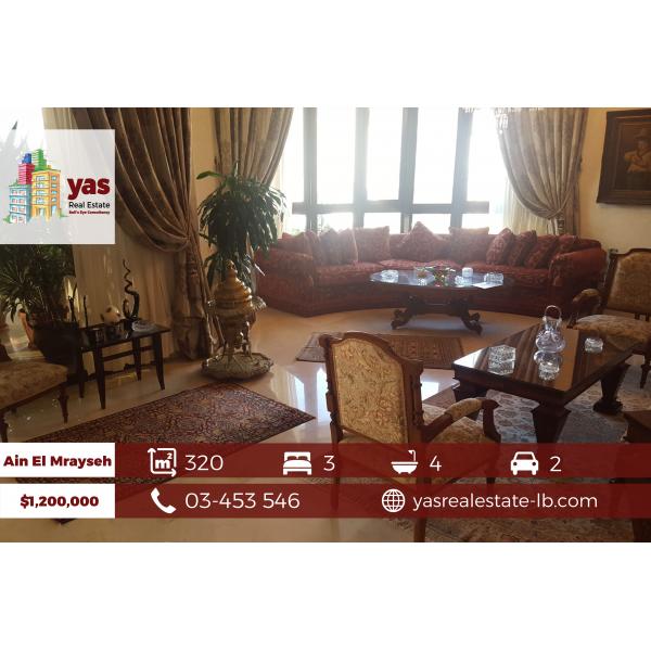 Ain El Mrayseh 320m2 | Good Condition | Prime Location | Sea View | PA