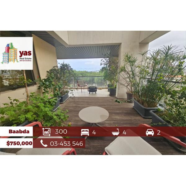 Baabda 300m2 | Decorated | Terrace 20m2/Garden 40m2 |Lux building | PA