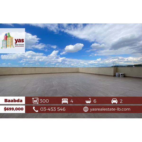 Baabda 300m2 | 100m2 Terrace | Triplex | Lux | Amazing View | PA |