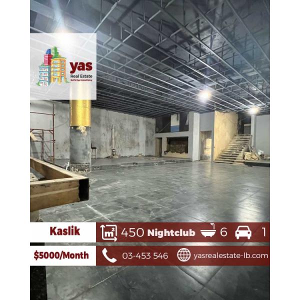 Kaslik 450m2 | Nightclub | Rent | New | Prime Location | EH