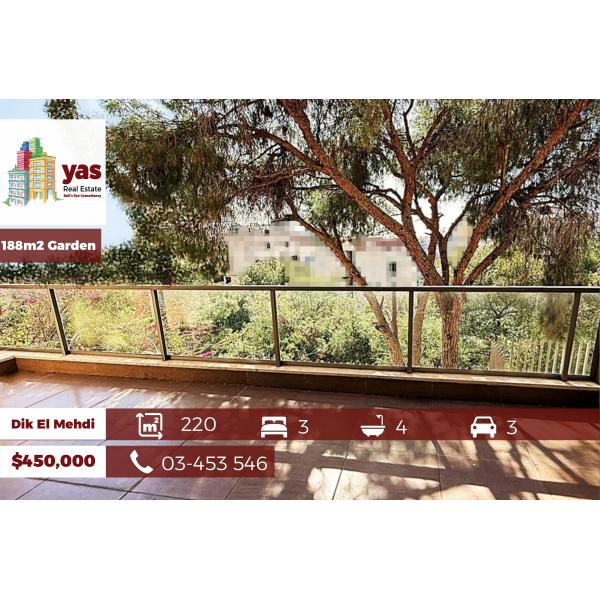 Dik El Mehdi 220m2 | 188m2 Garden | Decorated | Prime Location | PA |