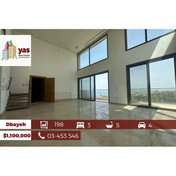 Dbayeh/Waterfront 198m2 | 200m2 Terrace | Gated Community |Sea View|MJ