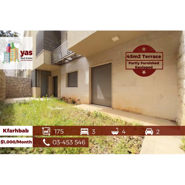 Kfarhbab 175m2 | 45m2 Garden | Rent | Partly Furnished | Calm Area |IV