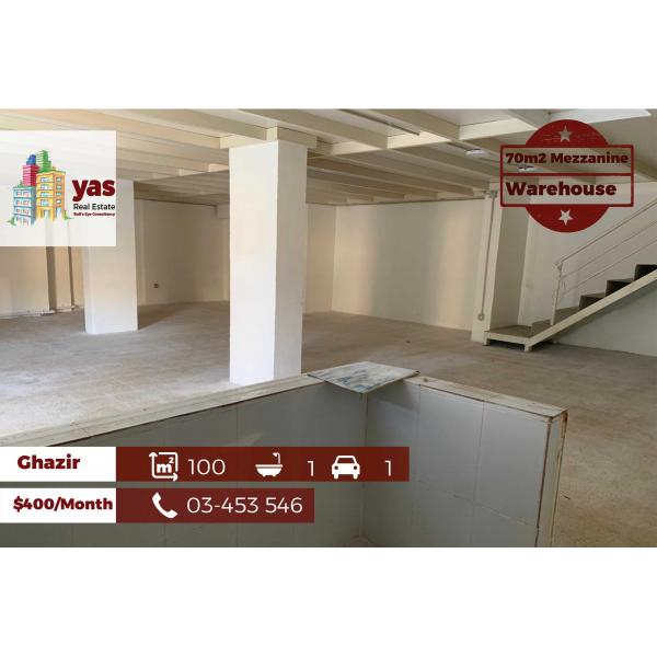 Ghazir 100m2 | 70m2 Mezzanine i Warehouse | Rent | Prime Location | IV