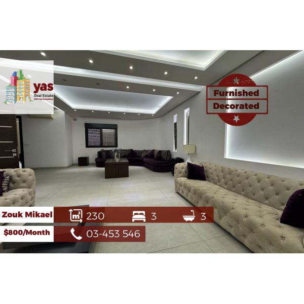 Zouk Mikael 230m2 | Furnished | Rent | Sea View | Calm Street |EL/EH